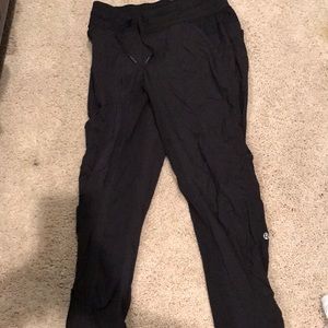 Black Lululemon crop studio pant.